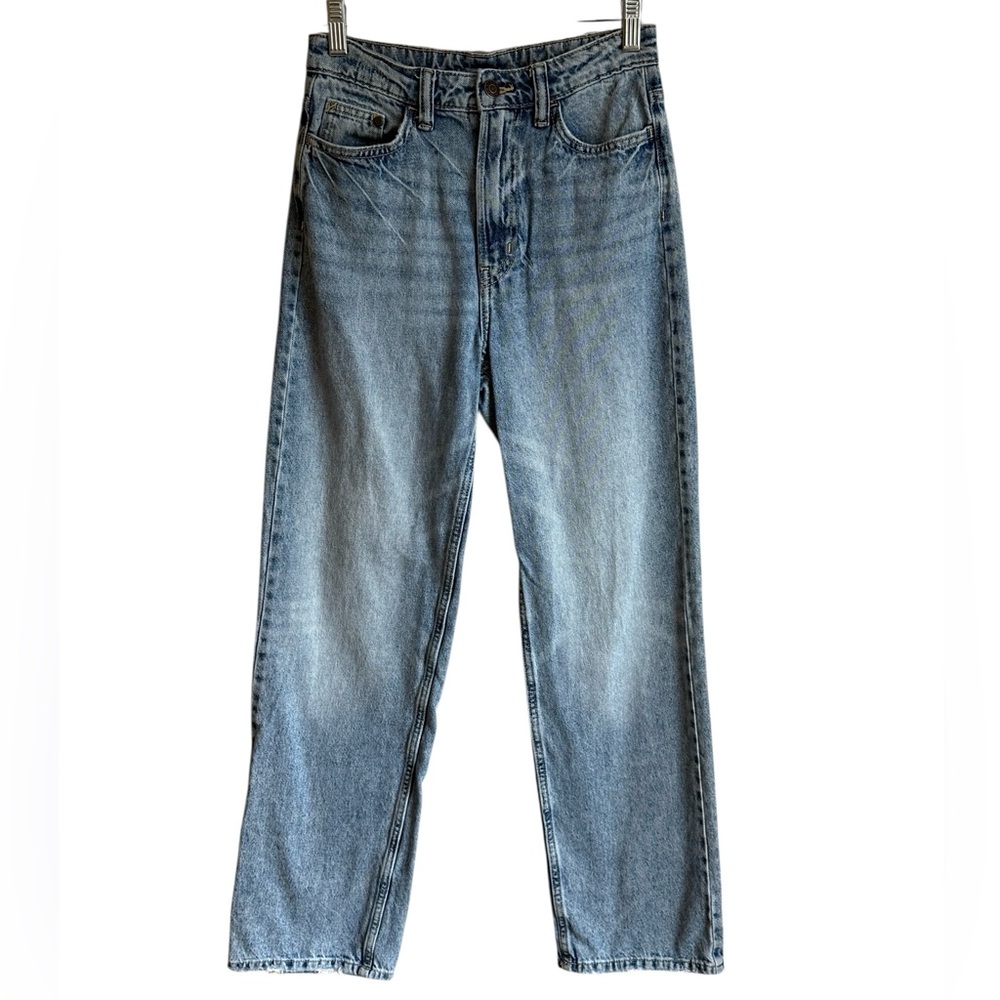 &Denim Ultra High Waisted Light Wash Straight Leg Denim Jeans Size 2